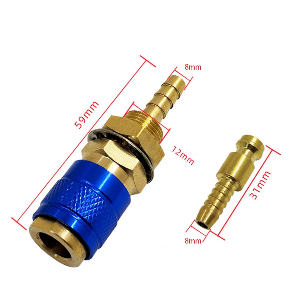 Quick Connect Gas and Water Connector for Tubes Inner Diameter 8mm Suitable for Welding Machines Models 12 18 20 27