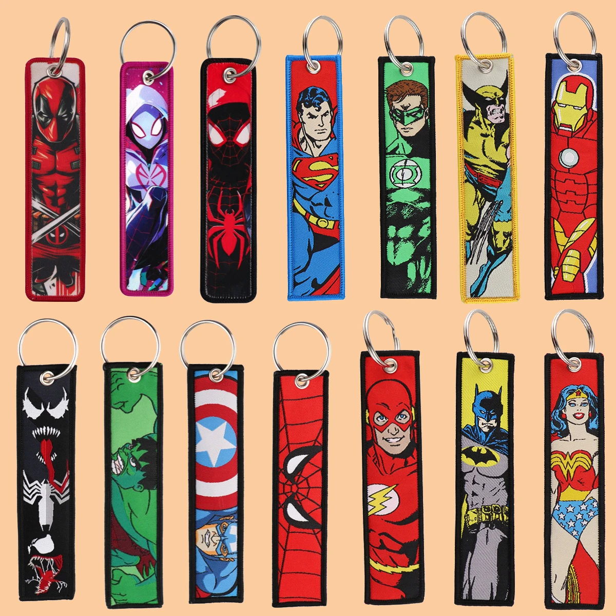

1pcs Cool Movie Hero Embroidered Keys Tag For Women Car Motorcycles Keyring Pendant Keys Holder Accessories Gifts