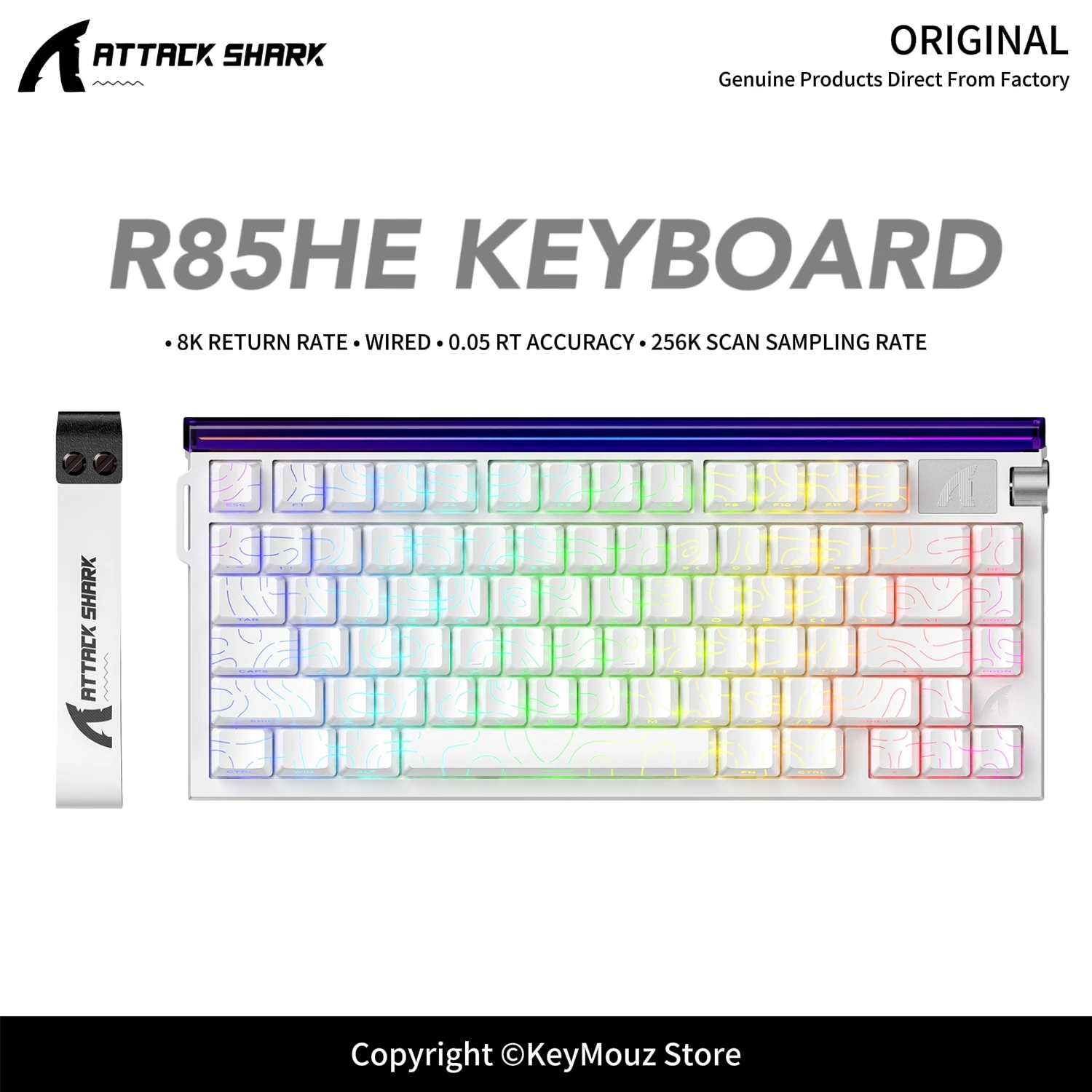 ATTACK SHARK R85HE 0.005mm RT Magnetic Axis Wired Gaming Keyboard with PBT Keycaps 8K Polling Rate RGB Backlight for PC Mac