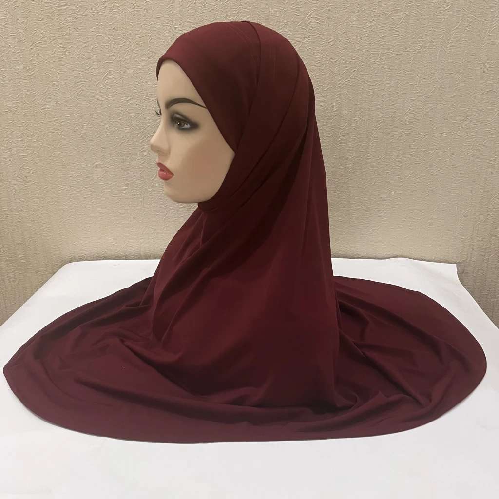 H292 Plain Lycra two pieces pray hijab outside hijabi with underscarf muslim scarf islamic headscarf hat armia pull on headwrap