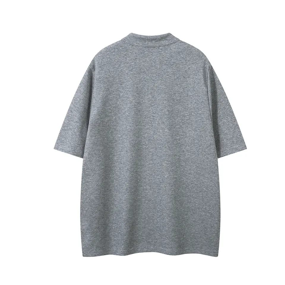 New Summer Short Sleeve Men Light Mature Design Sense Patchwork Henley Neck T Shirt Men Underwear