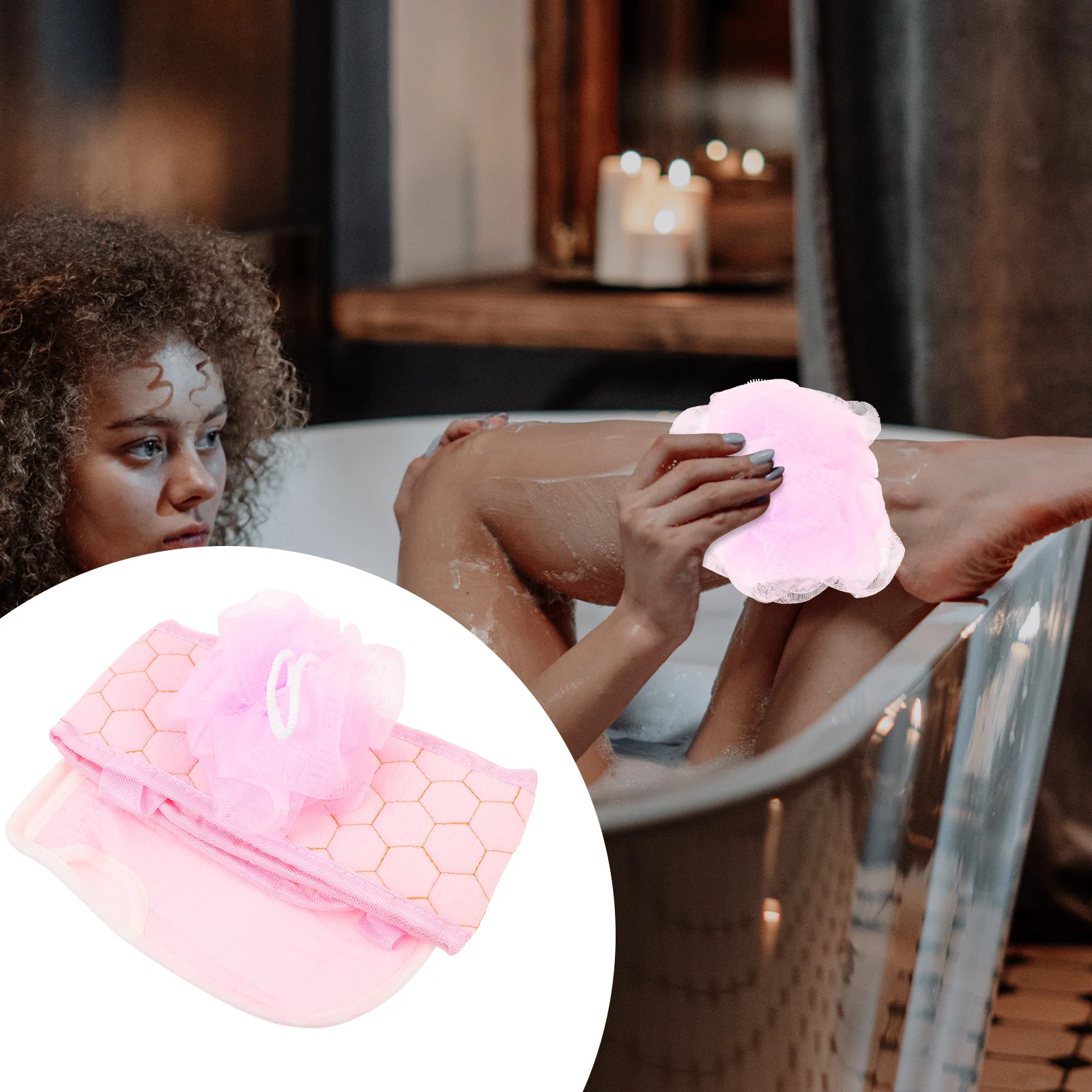 

1 Set Exfoliating Bath Towel Double-Sided Scrubbing Mesh Portable Lightweight Back Scrubber For Travel Camping Hotel Shower