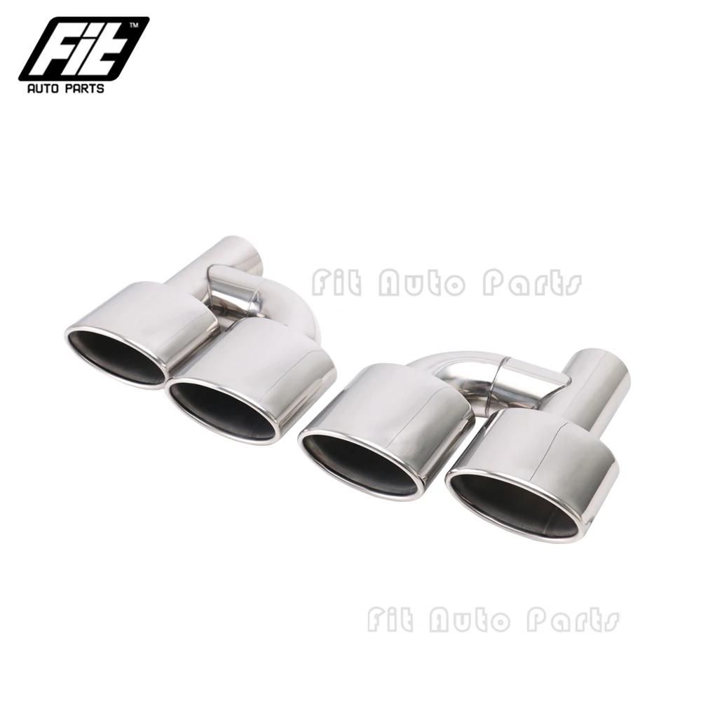 

2PCS Car Exhaust Pipe Throat Tailpipes H Style Stainless Steel Dual Exhaust Tips for W212 C63 with logo