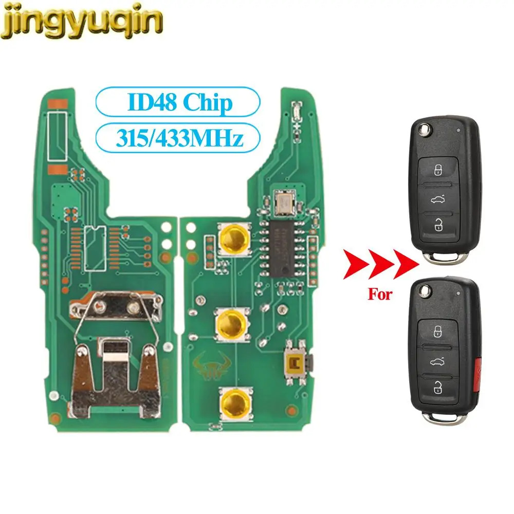 Jingyuqin Remote Circuit Board No Car Key 315MHz ID48 For Vw Volkswagen Golf 4 5 6 Passat CC Jetta Polo Tiguan Touran Beetle