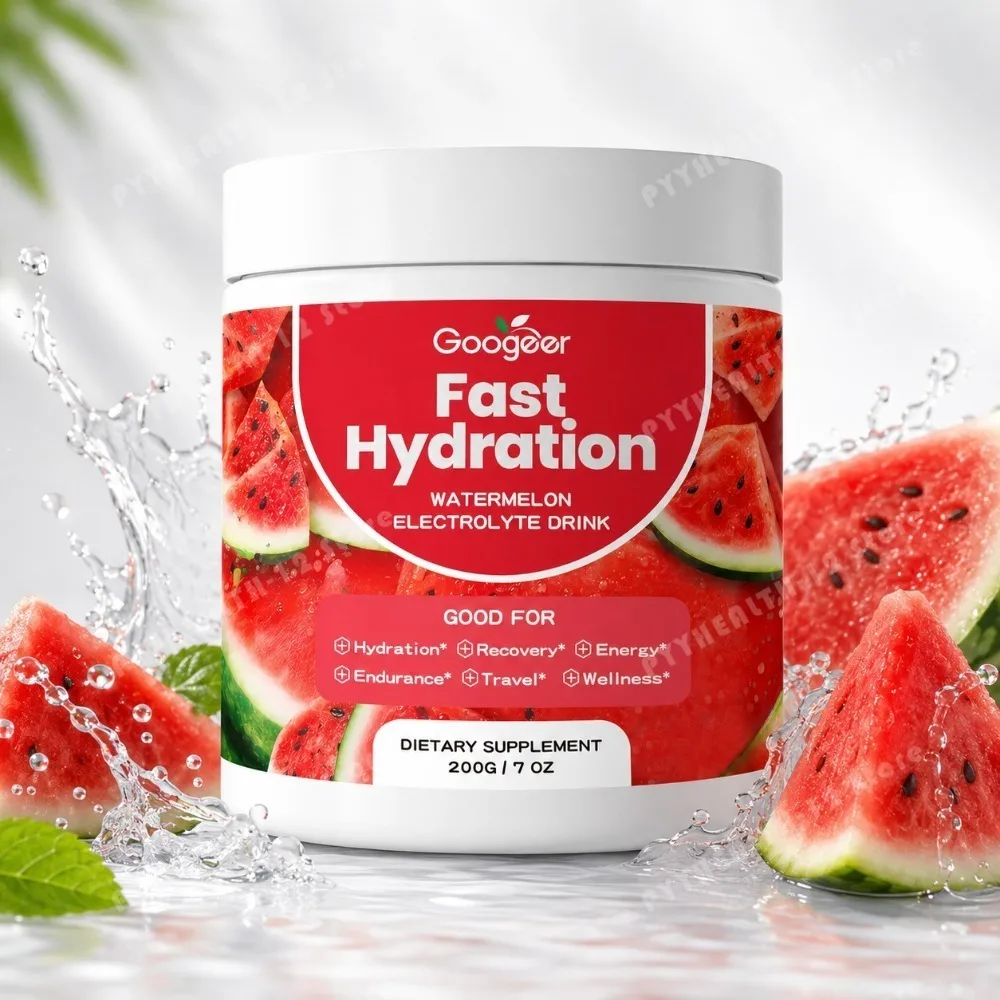 Googeer Watermelon Electrolyte Powder Drink Mix with Vitamins C B12 and Minerals, Daily Hydration Support, Easy Mix, 200g