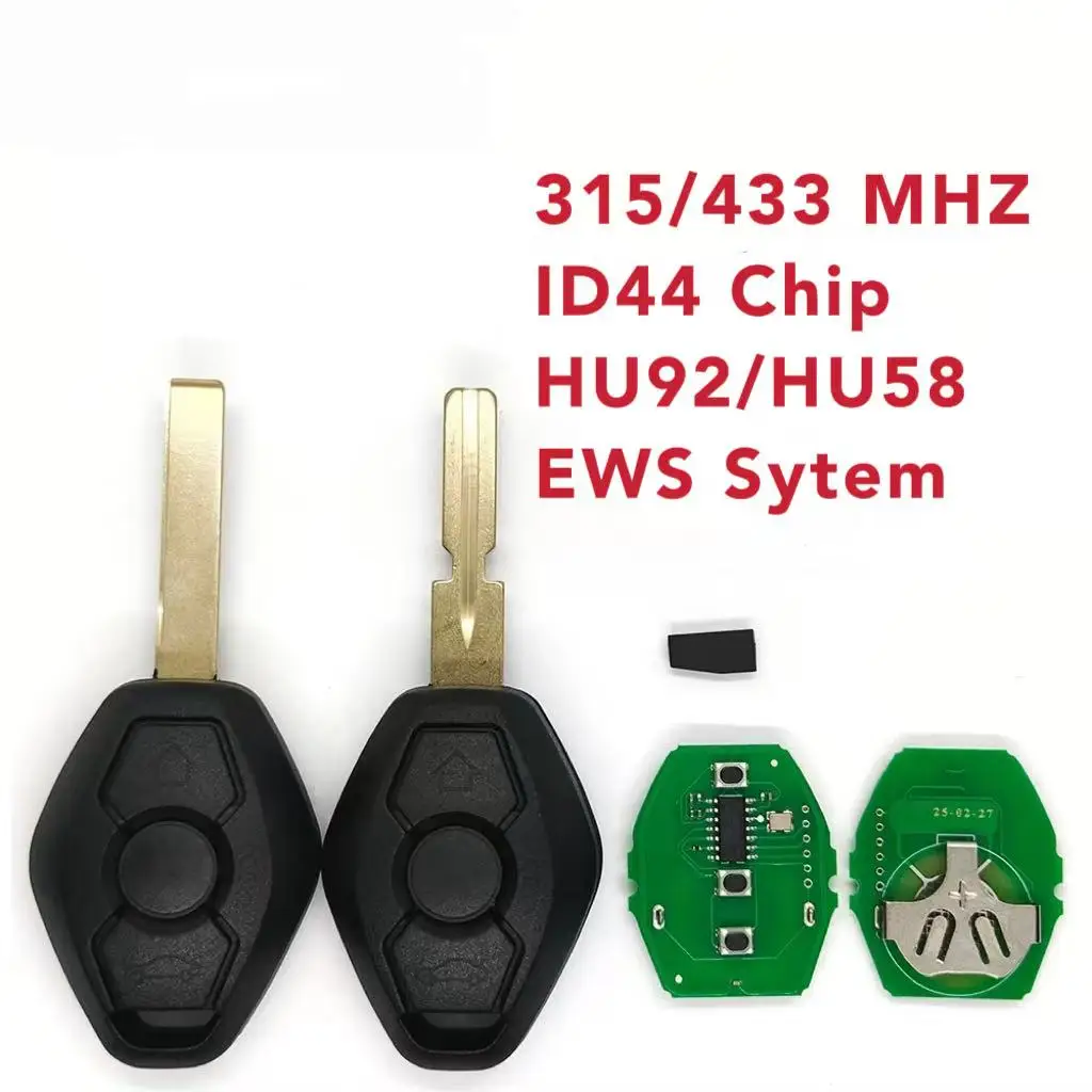 

ID44Chip for BMW Remote Car Key EWS System Keyless 315/433MHz Compatible with E38 E39 E46 X3 X5 Z3 Z4 with Battery car key