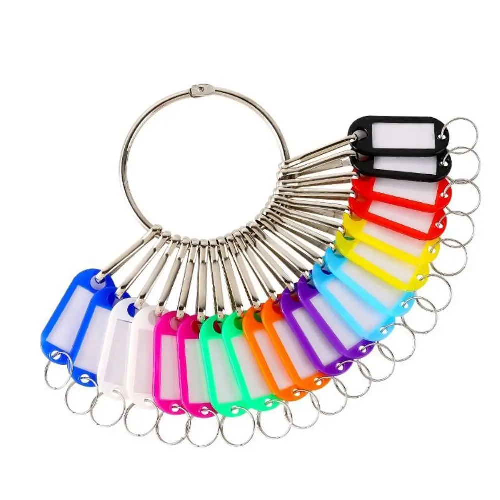 10/20/30/40 Pieces Transparent Window Key Ring Luggage Name Metal Split Rings With Number Plates Key Chains Plastic Key Tags