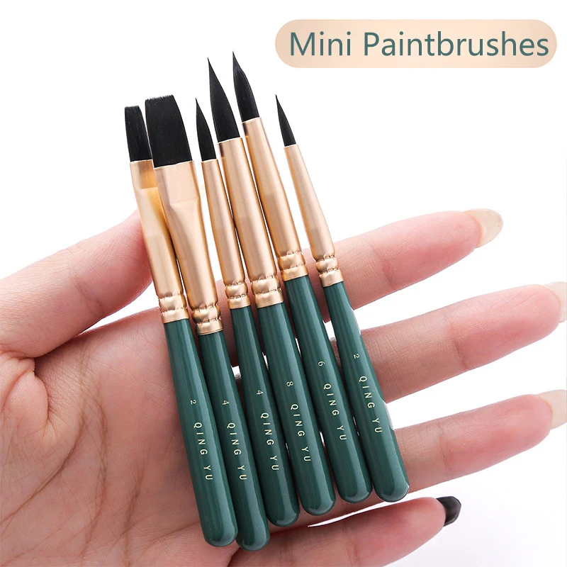 6pcs Nylon Multi-Functional Paintbrushes Watercolor Brush Mini Fresh Green Brush For Students Art Painting School Office Supplie