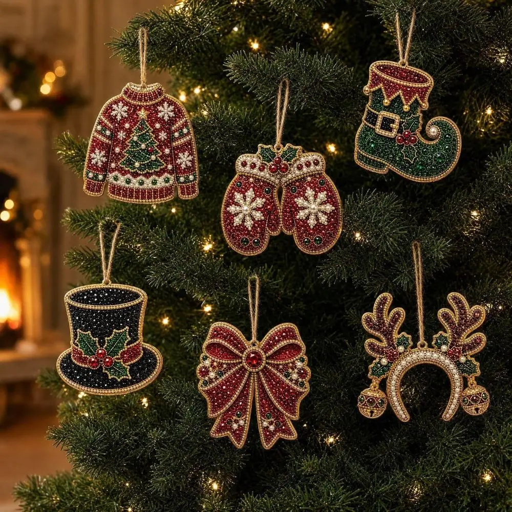 2D Flat Design Christmas Tree Ornaments Acrylic Material Outdoor Rated Xmas Hanging Pendant Decorative Style