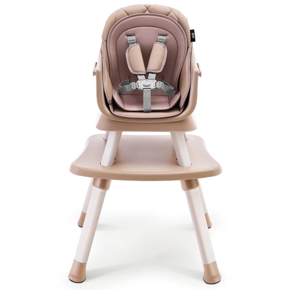 Trona para bebé 6 en 1, silla convertible para alimentación infantil para mesa de bebés y niños pequeños, asiento elevador de comedor con bandeja extraíble,