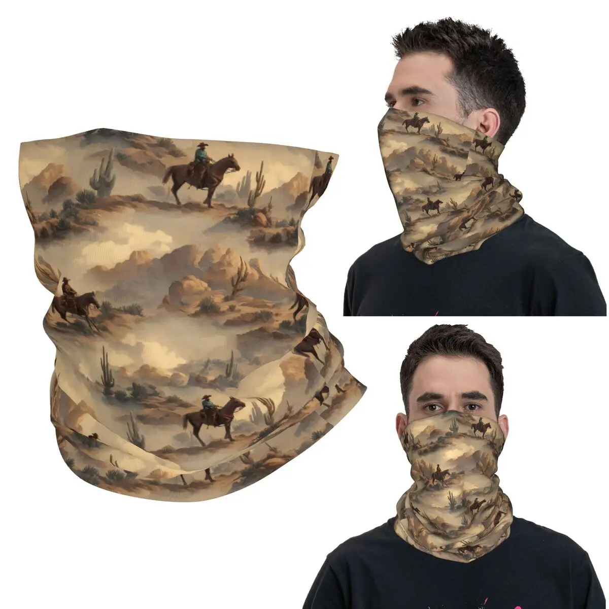 

Бандана-маска с принтом «Ковбой в пустыне» и западным пейзажем, многофункциональный шарф для велоспорта и активного отдыха