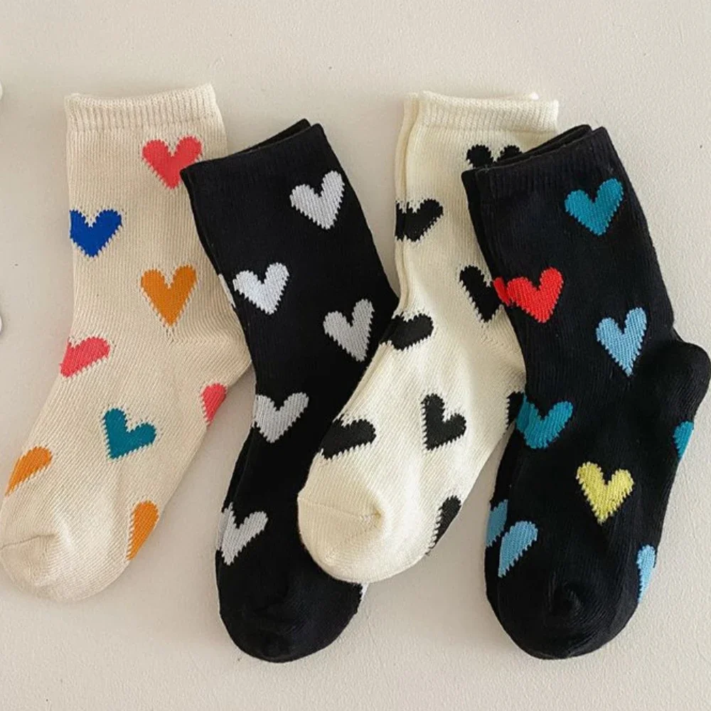 

Heart Print Cute Women Socks Streetwears High Long Socks Japanese Kawaii Sweet Girls Cotton Breathable Harajuku Autumn Children