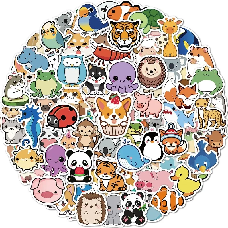 100 Pcs Animal Stickers for Kids, Cute Water Bottle Stickers, Party Favors