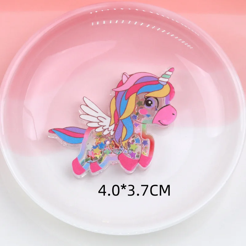 Flower Horse Rainbow Transparent Qucksand Acrylic Shaker Bling Sequins DIY Make Hair Clip Accessories Craft Phone Case Decor