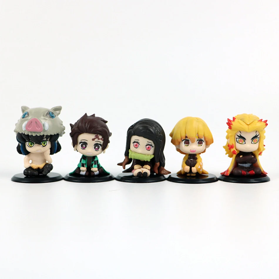 -5 Stile/Set Q Versione Demon Slayer Seduto Fantasma Bambola Tanjiro Nidouzi Inosuke Zenizu Figura Action Figure Modello di Film Giocattoli Bambola