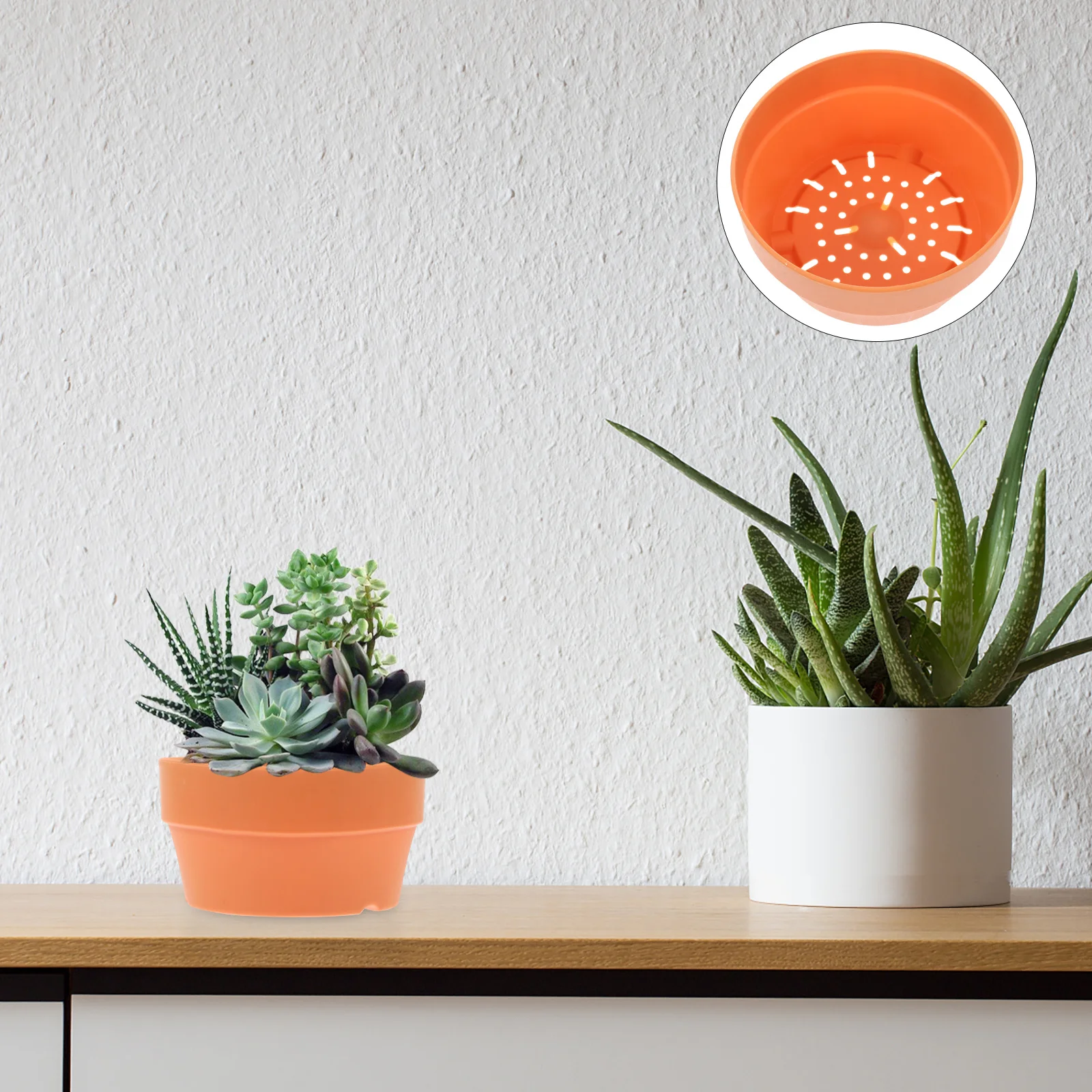 

6Pcs Plastic Flower Pot Imitation Clay Round Container with Drainage for Small Plants Indoor Outdoor Garden Planters 12.5cm