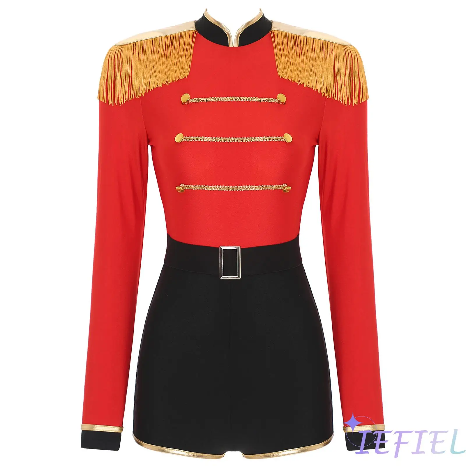 

Women Halloween Carnival Masquerade Dress-Up Party Circus Ringmaster Jumpsuit Magician Costumes Fringe Shoulder Cosplay Bodysuit