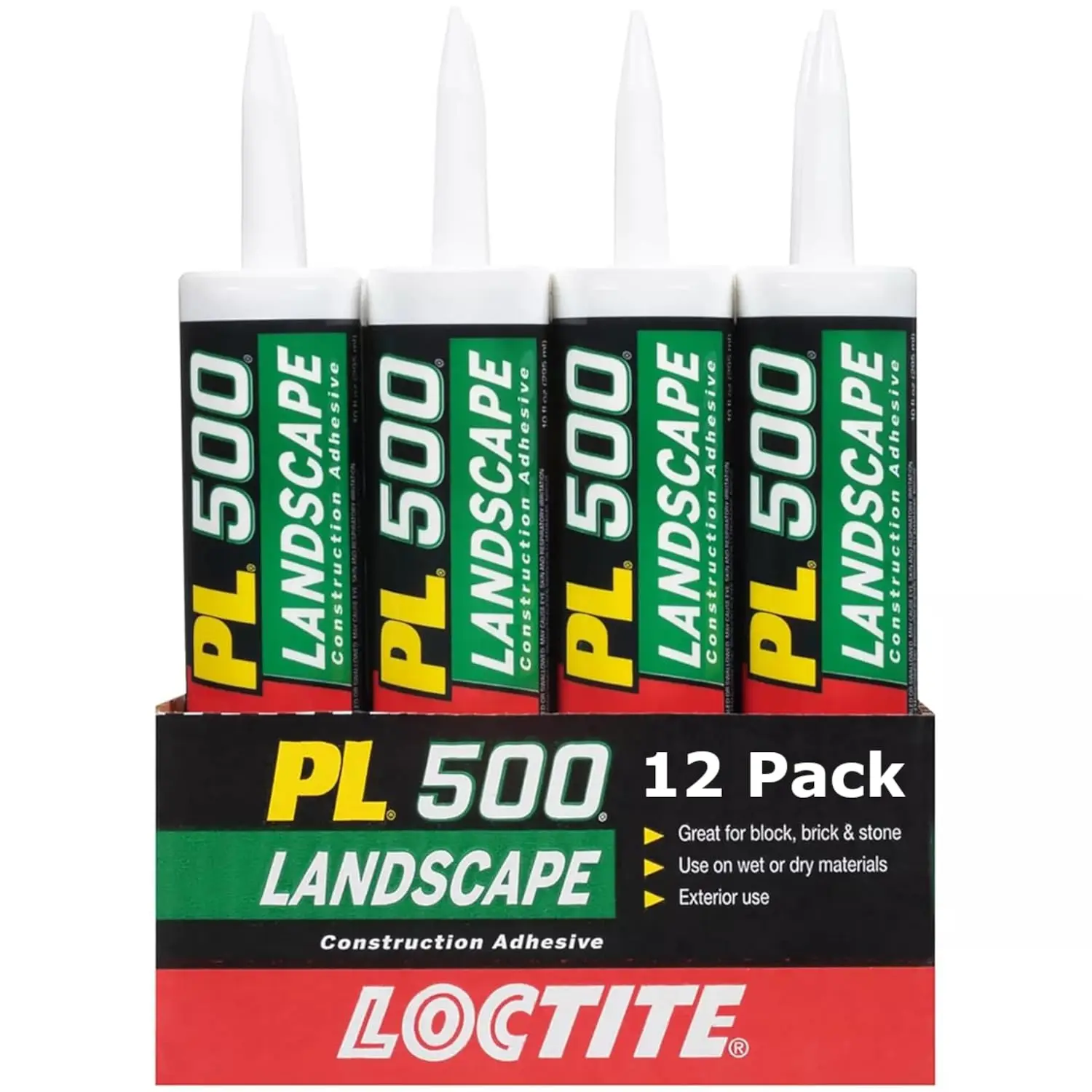 

Landscape Block & Stone Construction Adhesive, 10 fl oz Cartridge, 12 Pack - Strong Bonding for Outdoor Projects