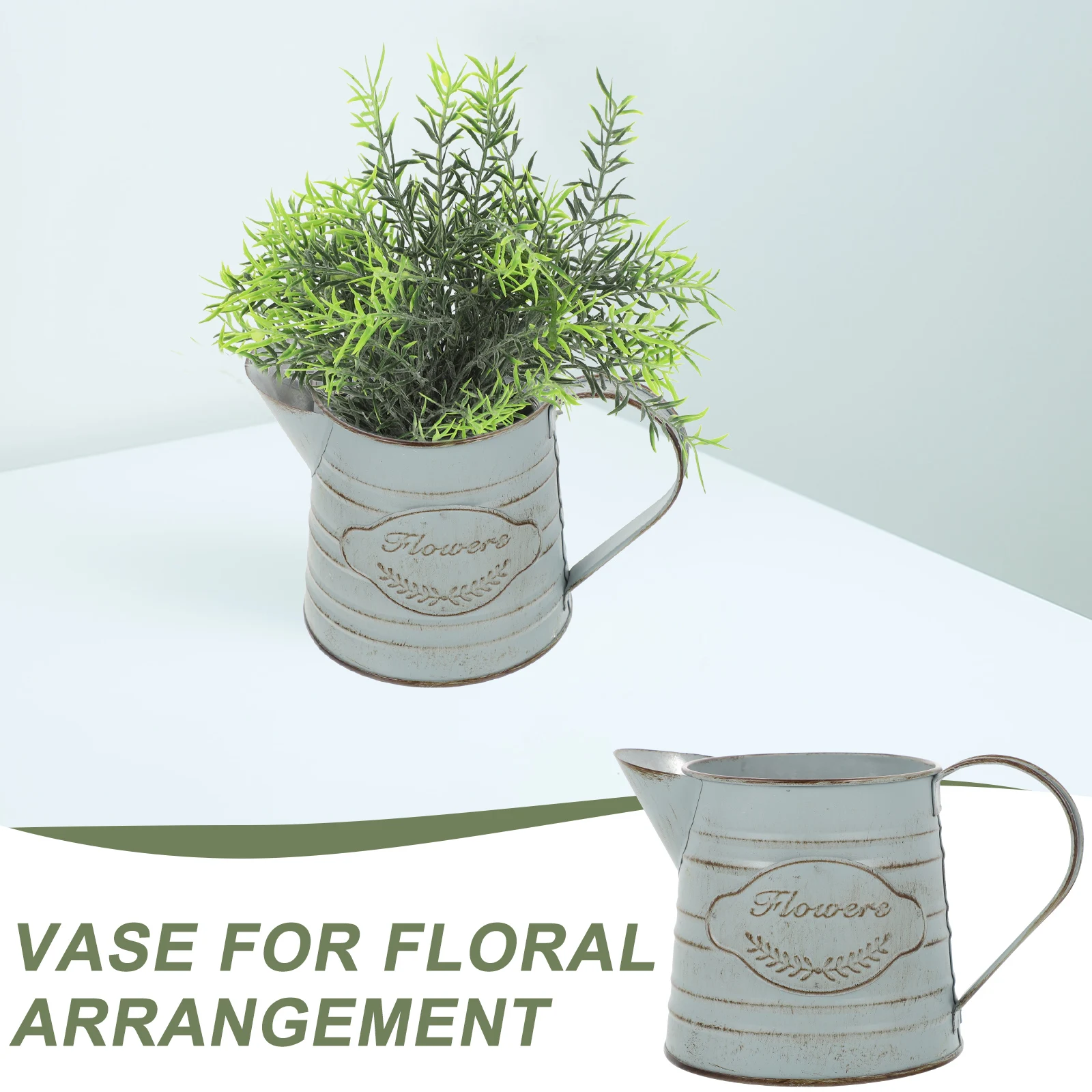 

Retro Tin Flower Pot Decorative Vase for Arrangement Metal Buckets Flowers Iron Baby Country Rustic Farmhouse Vintage