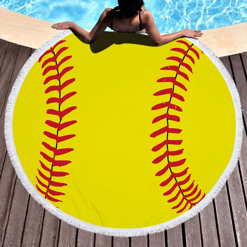 

Towel Beach Towel Shawl Fast Drying Swimming Gym Camping Big Round Beach Baseball 3D All Over Printed Beach Towel 01