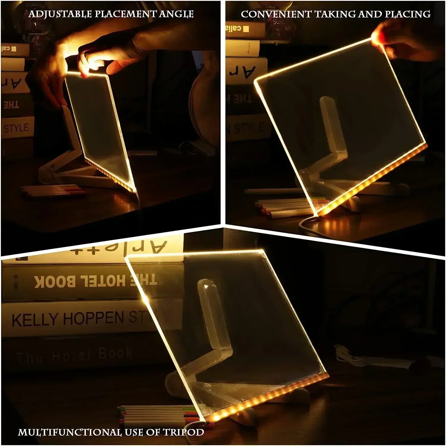 Nuevo tablero marcador acrílico brillante LED luminoso borrable tablero de dibujo para niños juguetes de dibujo tablero de mensajes de letras regalo de Navidad