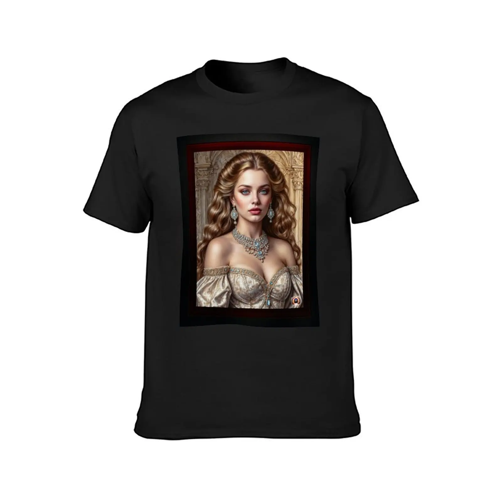 The Elegance Of Lady Adeline Denashious Beautiful AI Concept Portrait Art by Xzendor7 T-Shirt quick drying men clothes