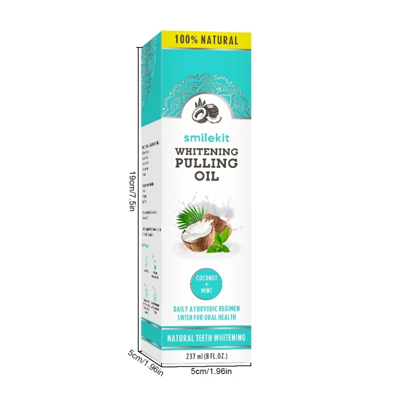 Aceite de extracción de menta y coco Natural, enjuague bucal fresco, higiene bucal, eliminación de olores de aliento, cuidado suave de las encías bucales sin Alcohol, anticaries