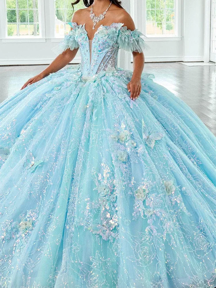 

Luxury Off Shoulder Applique Candy Color Sleeveless Ball Gown Formal Evening Dresses Birthday Party Prom Gowns Customized