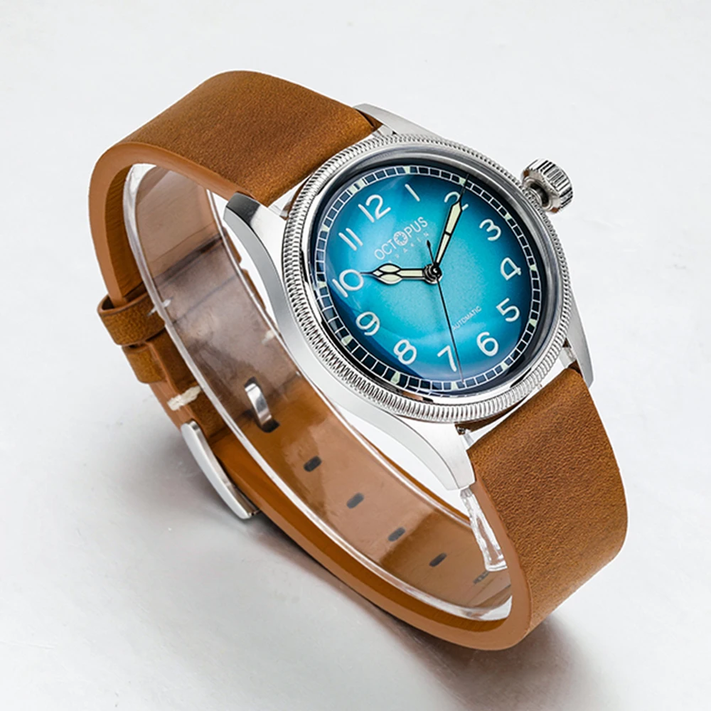 Octopus Kraken 38mm Pilot Watch Retro Stainless Steel PT5000 SW200 Movement Automatic Mechanical Wristwatch Luminous Dive Watch