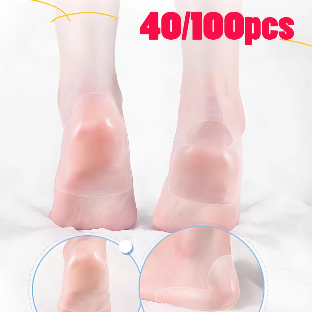 

40/100Pcs Ultra-thin Film Heel Foot Care Sticker Protector Moisturizing Water Supplement Anti-Cracked Repair Dry Skin Heel Patch