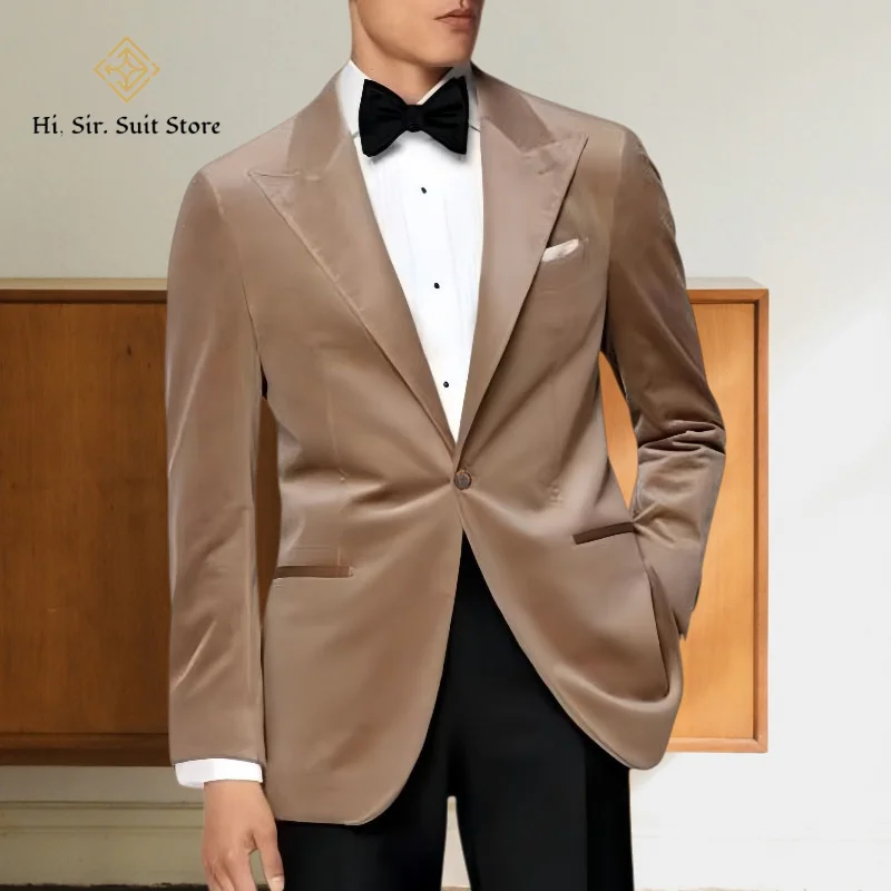 

Men's Velvet Blazer One Button Solid Wedding Tuxedo Slim Fit Luxury Velour Suit Jacket for Dinner Prom Party Tailored Coat