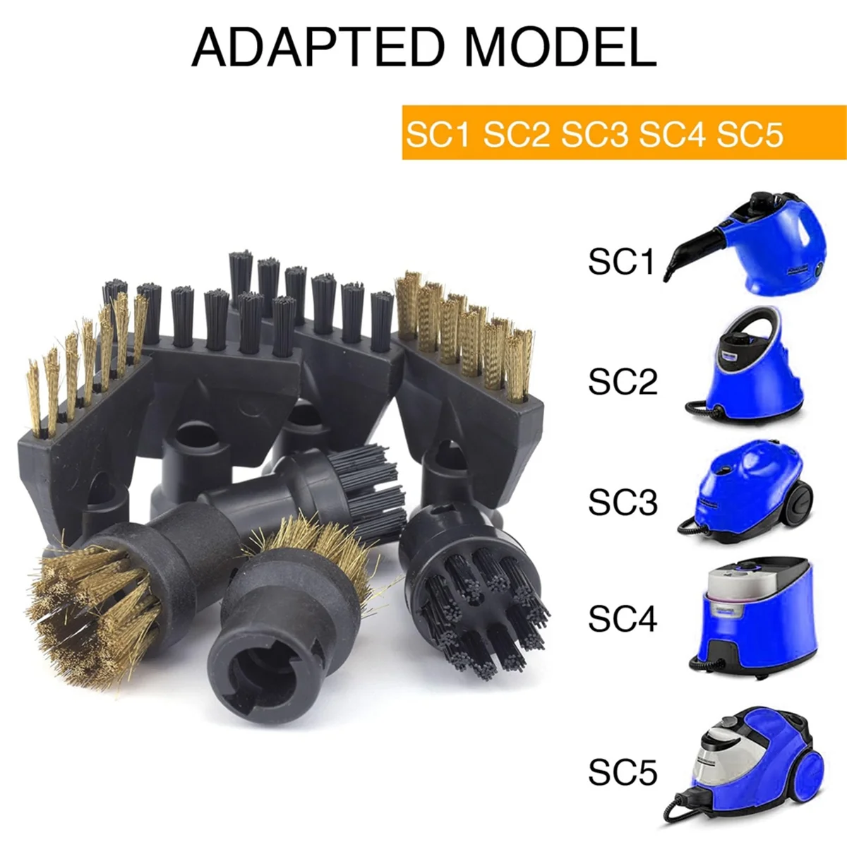 8pcs Steam Cleaner Accessories for Karcher SC1 SC2 SC4 SC5, Brush Attachment Set ,Round Brush Sets Flat Brush Heads