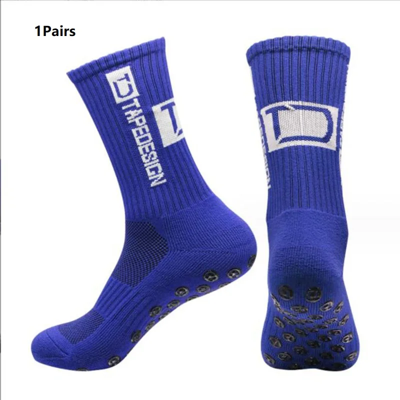 2024 New ANTI SLIP Tape design Football Socks Mid Calf Non-Slip Soccer Sport Cycling Sports Men\'s Women Sock Grip Yoga 1 Pairs