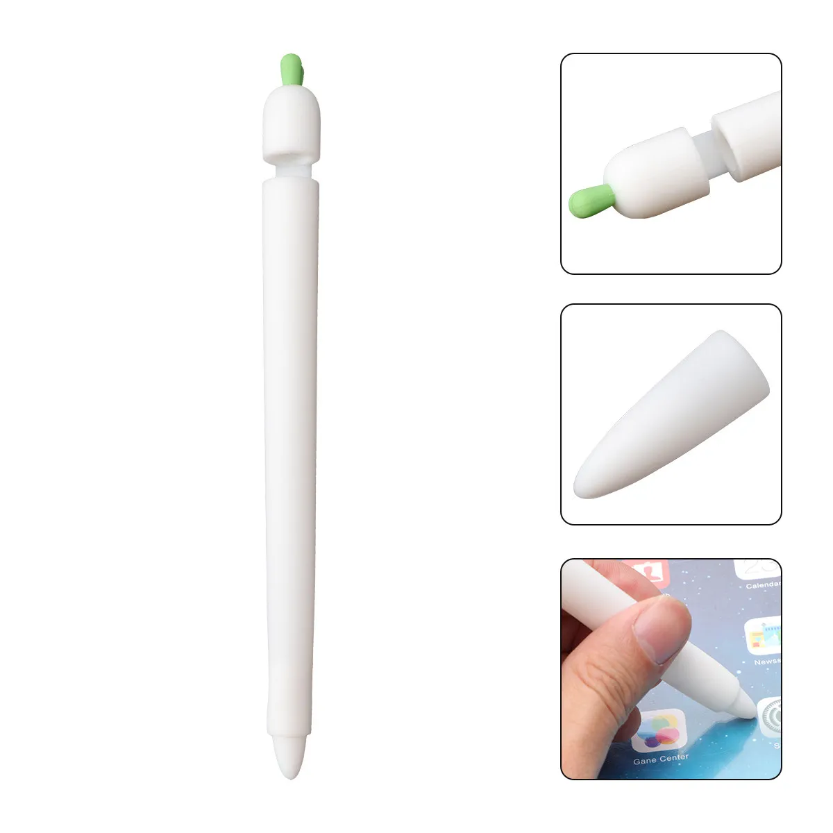 

Carrot Shaped Silicone Stylus Sleeve Cover White Compatible Pencil Ergonomic Grip Anti-Slip Protective Cover Reduces Wrist