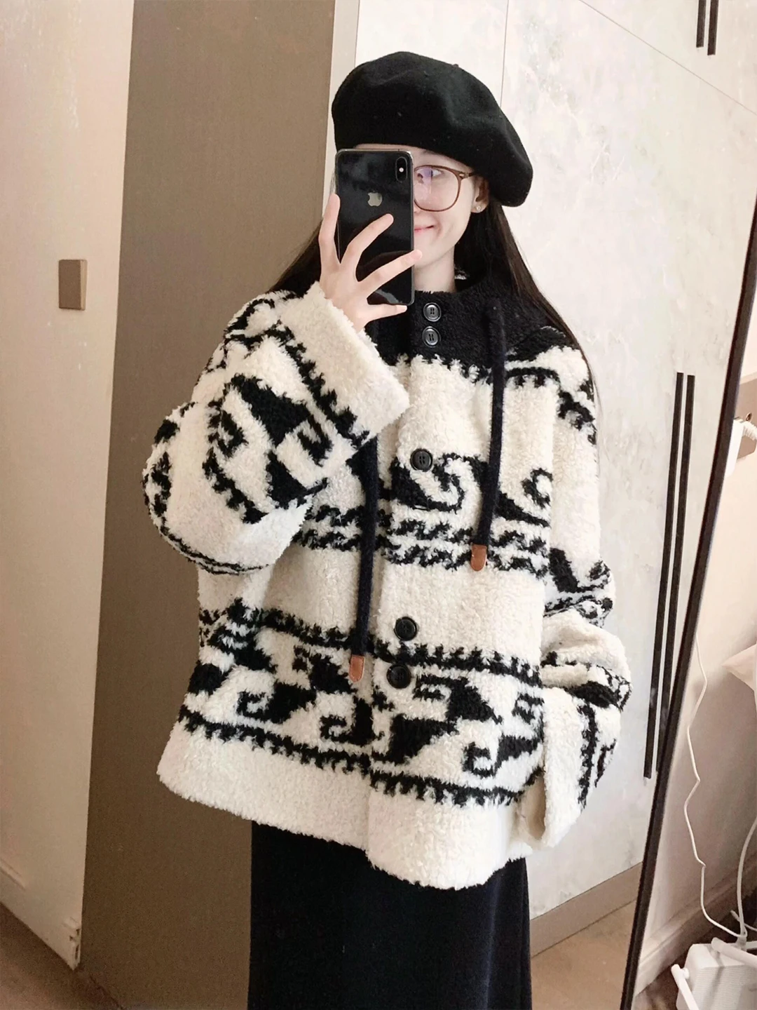 

Ladies Thiened Warm Lamb Fur Jaet Winter Coat with Hood Padded Vest Sle Korean Loose Fit Women's Outerwear Coat