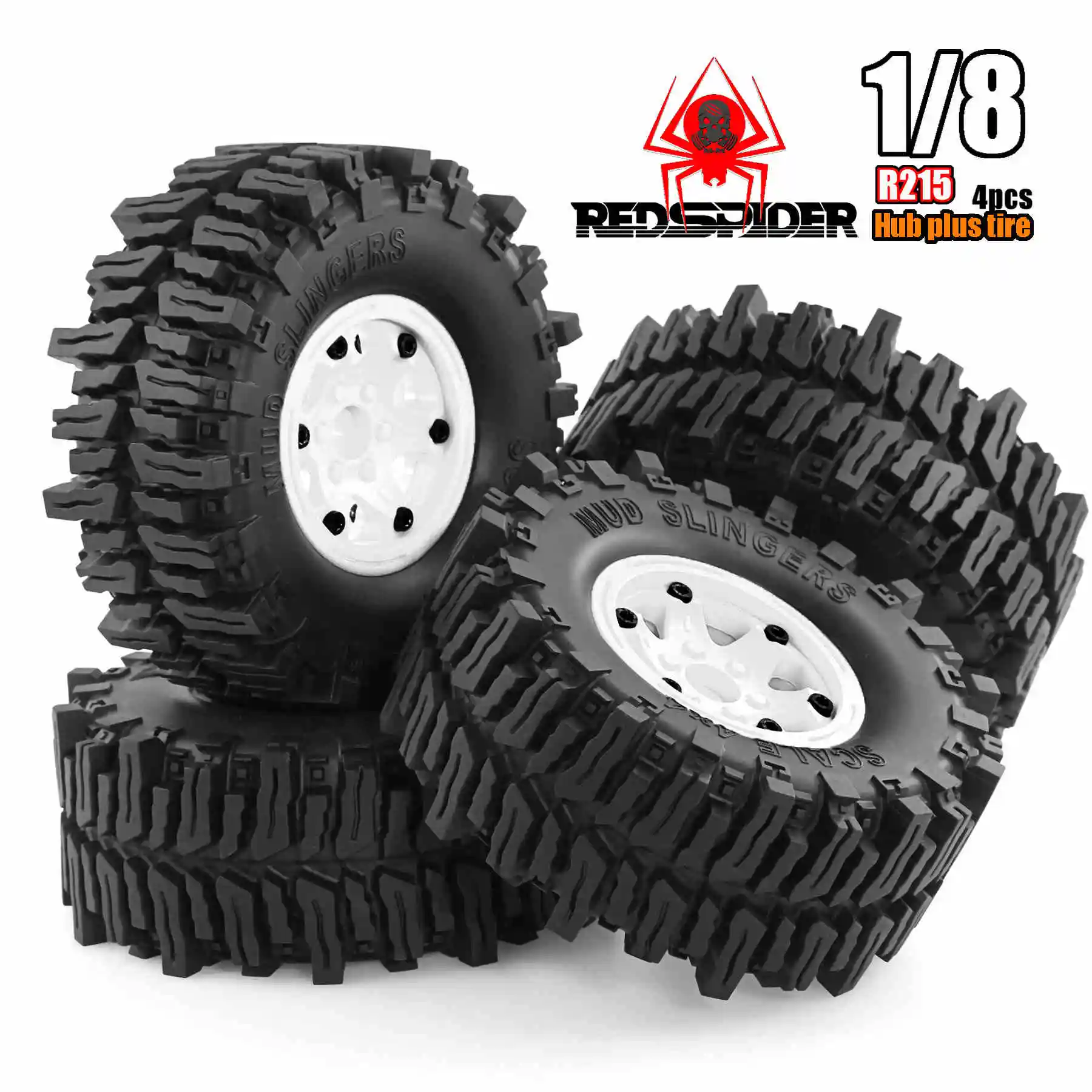 RS Parts Hub Plus Tire R215 130*55mm 2.2in 12mm Adapter 4PCS  for 1/8 CROSSRC YK MST H8H Climbing Car Accessories