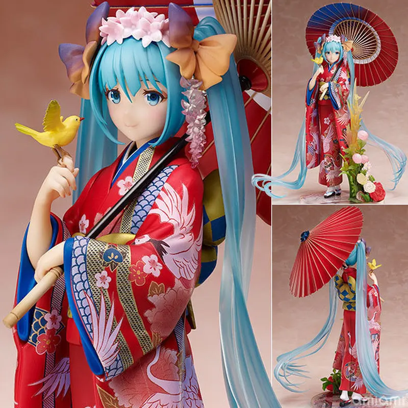 

Animation Action Figuresstronger Fujiwara Hatsune Miku Miku Color Kimono Boxed Doll Hand Model Children Toy Boyfriend Gift