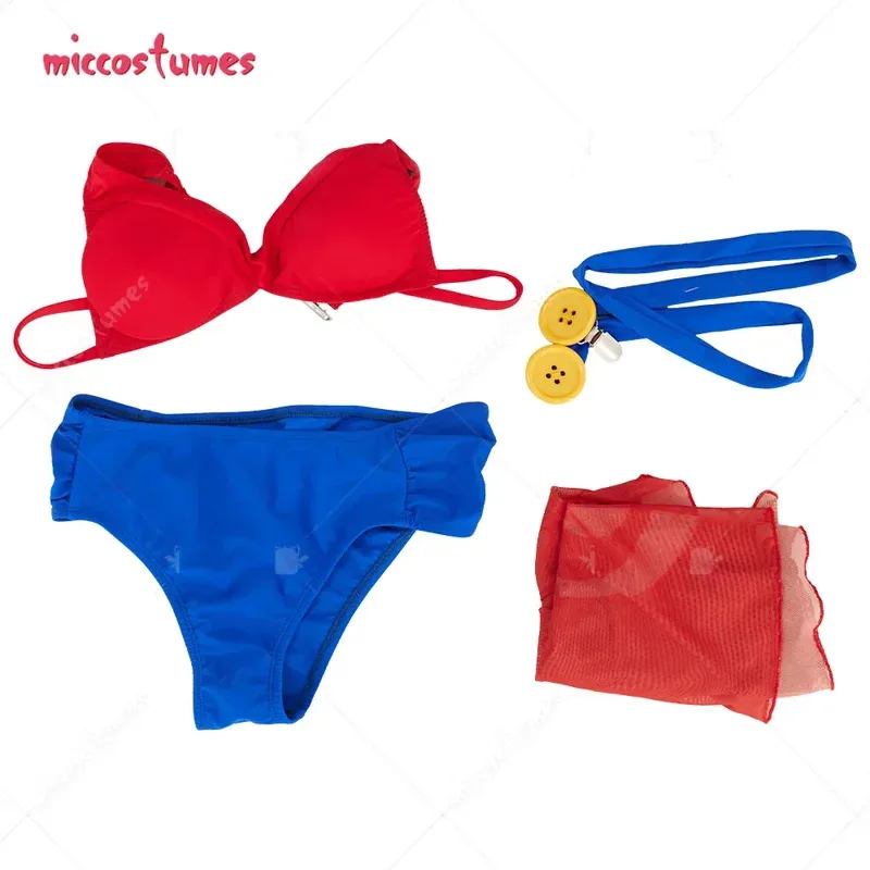 CyHAIKYUU المرأة Kawaii قطعتين مجموعة البكيني مع الشيفون الأحمر التستر النساء ملابس السباحة ثوب السباحة مع حزام الكتف