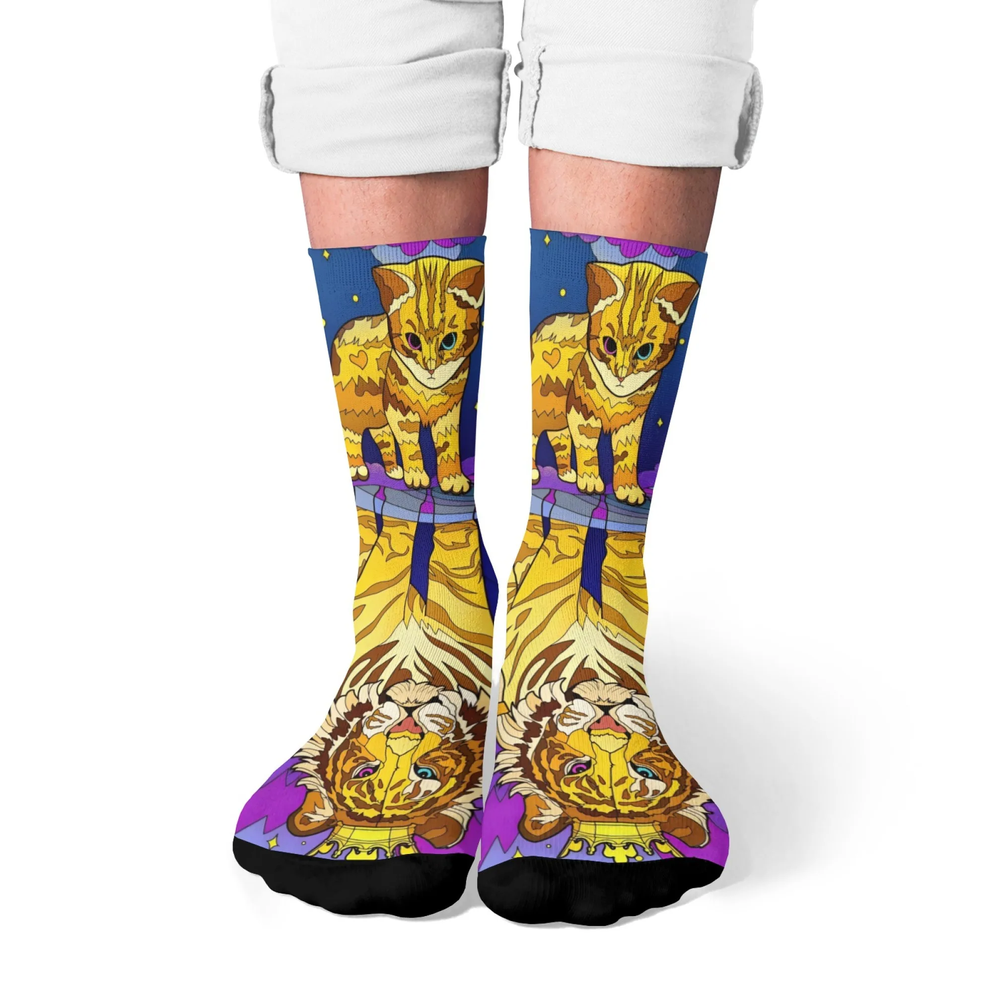 Neuheit Cartoon Tiger Stil männer Socken Bequeme Atmungsaktive Nicht-slip Casual Socken Harajuku Retro Thema Crew Socken Spaß geschenk