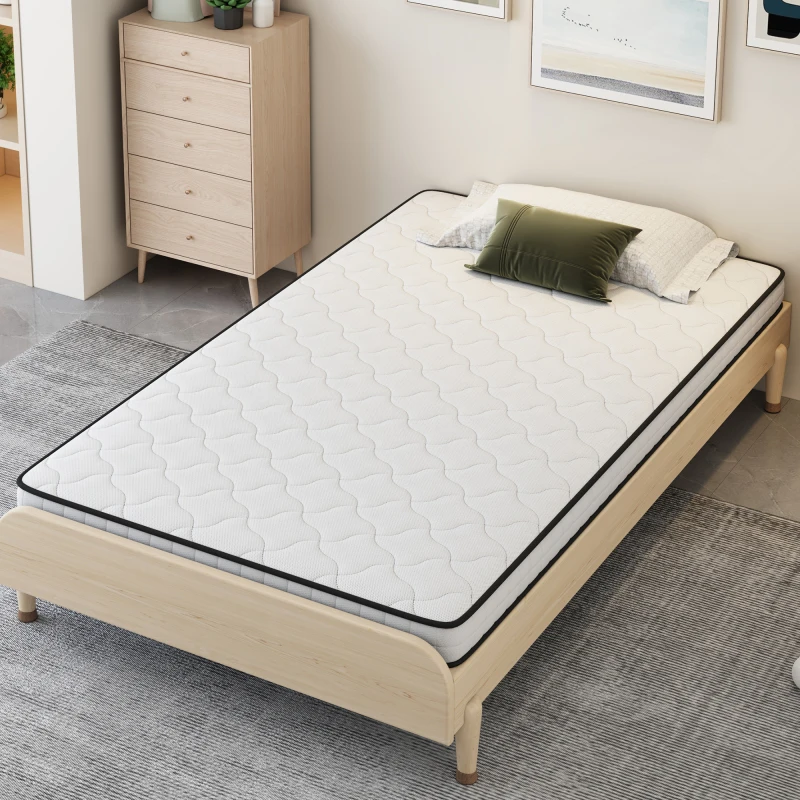 Matelas à ressorts ergonomique blanc 90 x 190 x 10 cm, fermeté H3, soutien lombaire confortable, bonne élasticité, facile d'entretien, format roulé, idéal pour chambre familiale, studio, lit simple et plus.