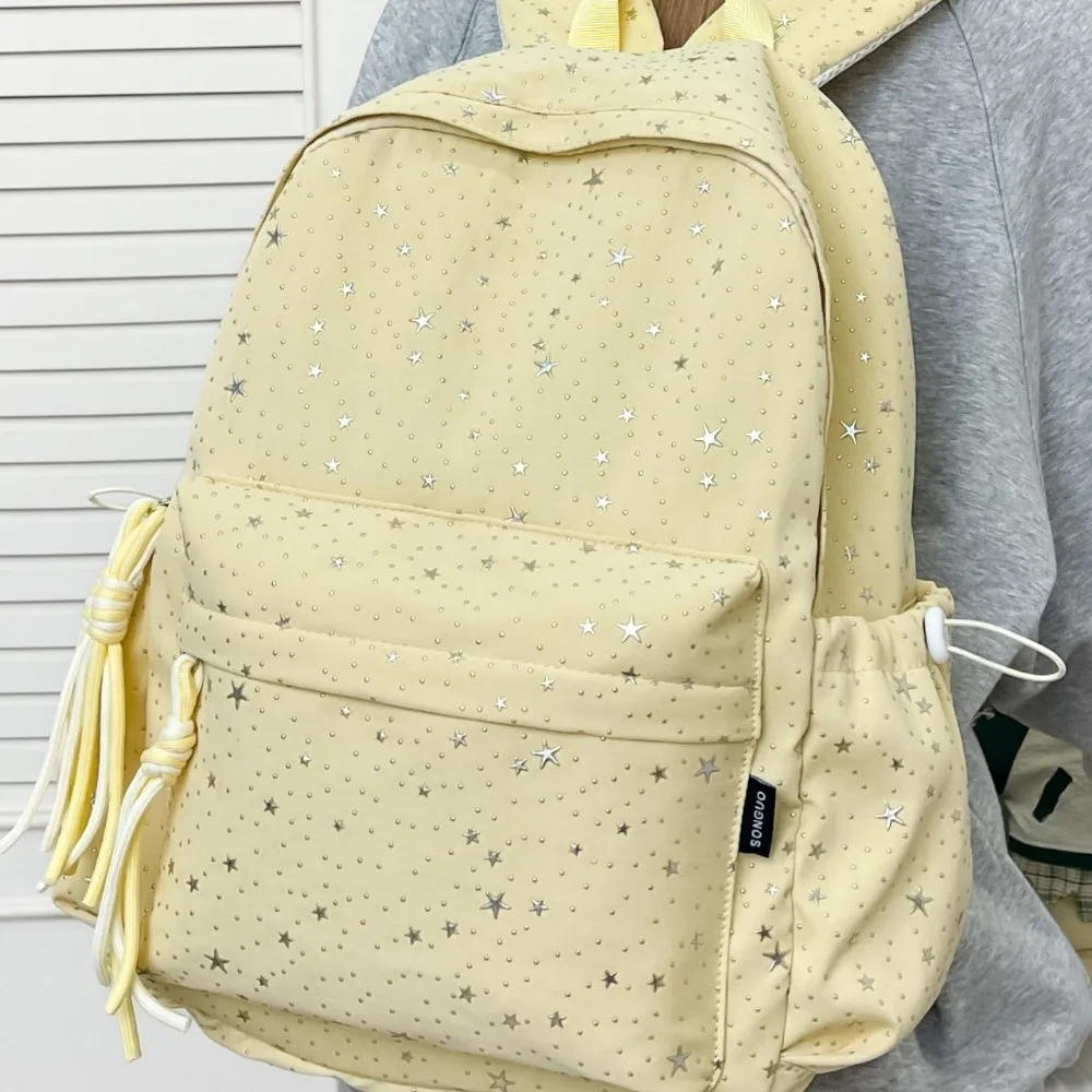 Fashion Oxford Cloth Star Backpack Multi-pockets Large Capacity Student School Bag Durable Solid Color Travel Rucksack Daily