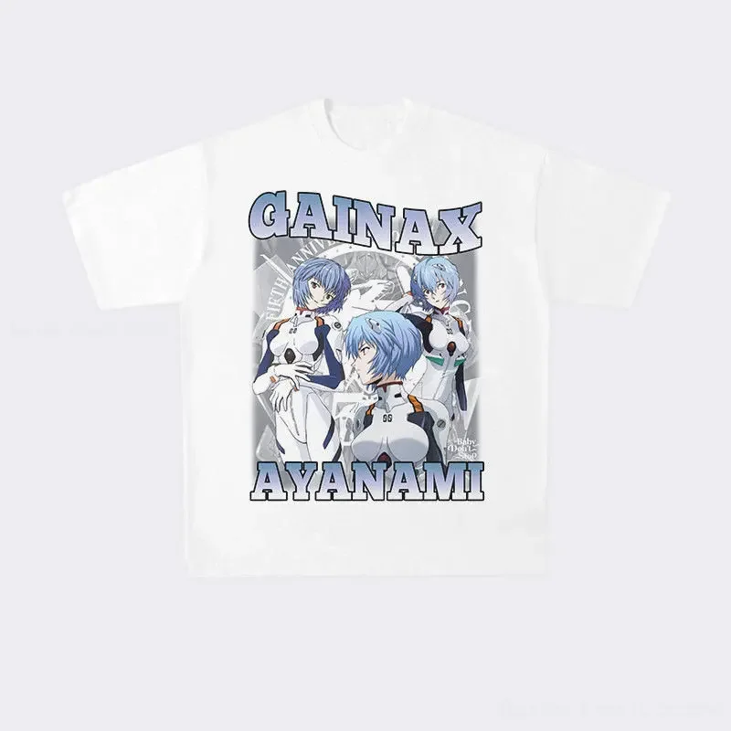 EVANGELION Ayanami Rei T Shirt Summer Harajuku Short Sleeve Shirt Anime Men Hip Hop Oversized Top Women Streetwear Tshirt Clothe