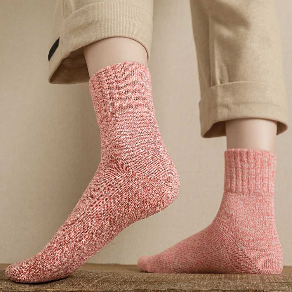 5Pairs New Witner Socks Women Socks Thick Warm Retro Solid Color High Quality Free Size