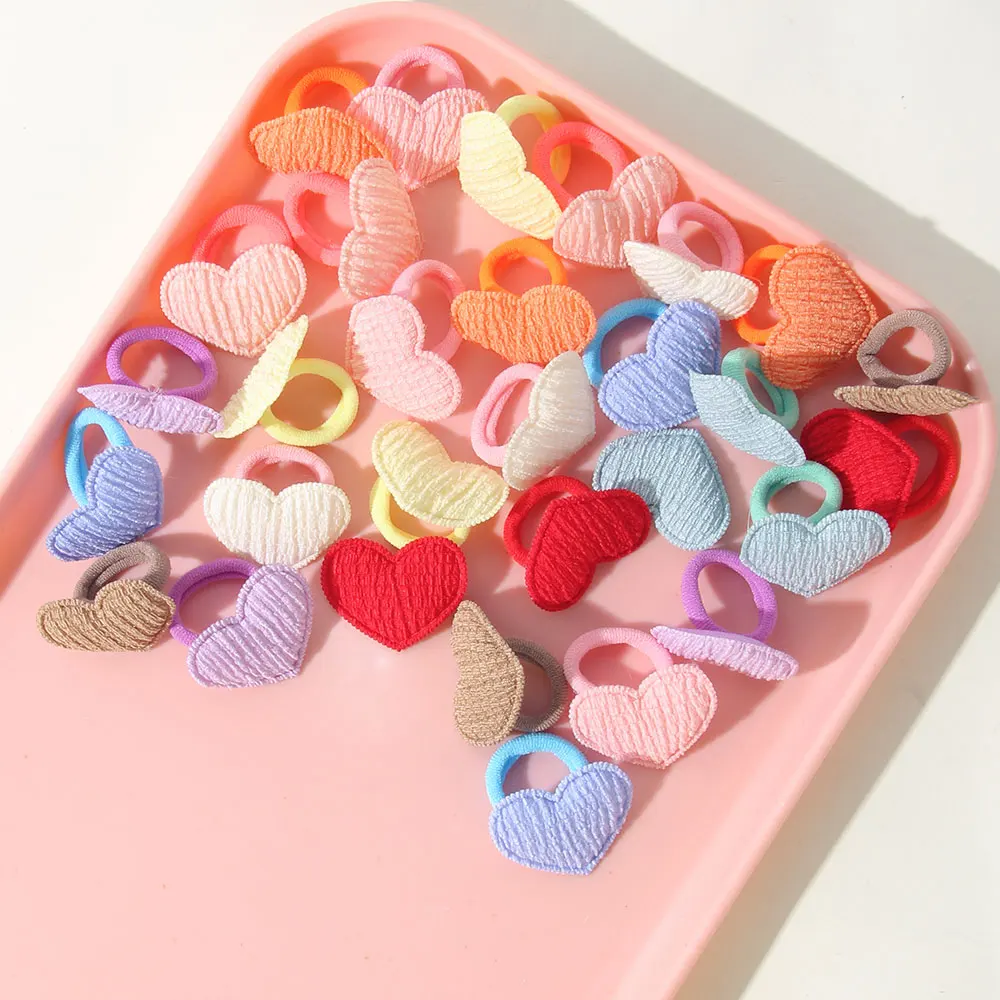 10/30Pcs Girls Crown Butterfly Children Hairbands No Harm Hair Cartoon Towel Rope Ponytail Holder Kids Mini Rubber Band Headwear