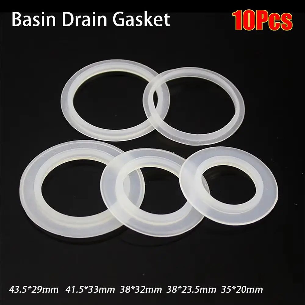 10Pcs New Washbasin Bathtub Basin Drain Gasket Plug Cap White Silicone Seal Washer Kitchen Sink 35*20mm 38*23mm Drain Ring