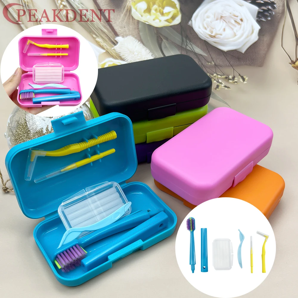 Orthodontic Dental Cleaning Kit Travel Oral Hygiene Kit Interdental Brush Orthodontic Wax Travel Dental Kit Portable Toothbrush