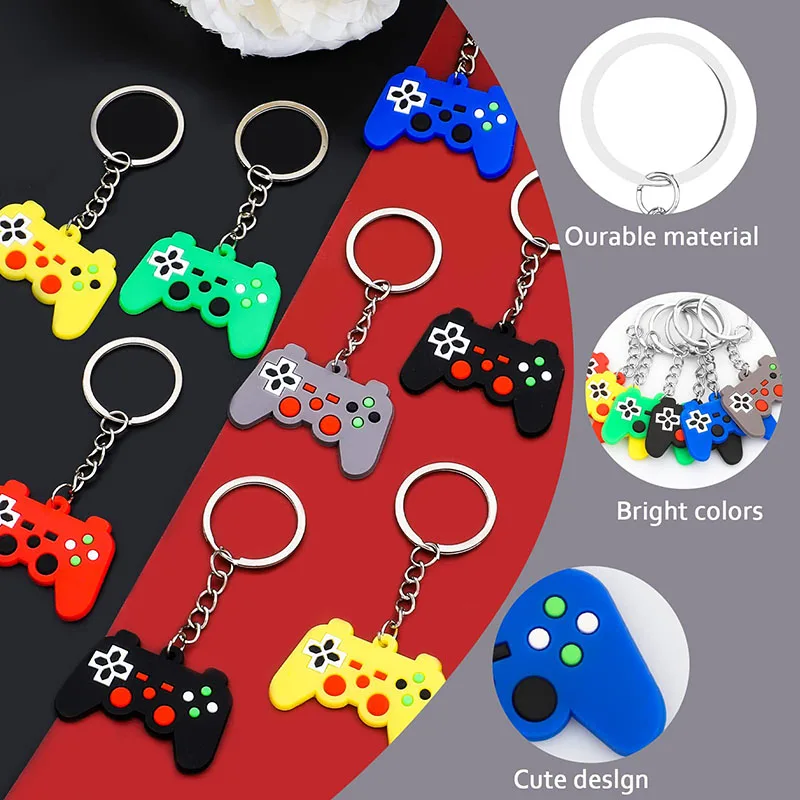 10 Uds llavero de videojuego controlador de juego llavero Mini mango de juego llavero encantos videojuego favores de fiesta rellenos de bolsas de regalos