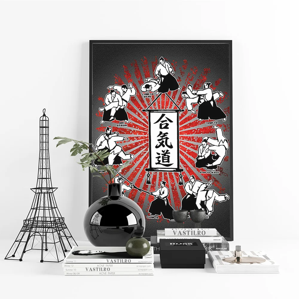 Japan Aikido Print Vintage Poster Antique Japanese Art Canvas Painting Living Room Bedroom Wall Stickers Decor