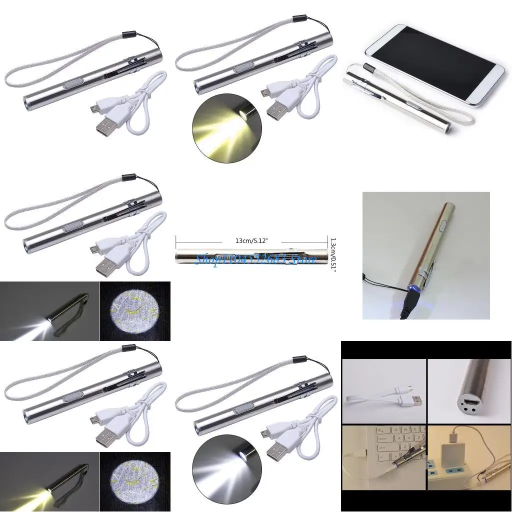 Y6GD LED Mini Moon Light Flashlight with USB Charging Port Portable Long-range Flashlight Stainless Steel Material Flashlight