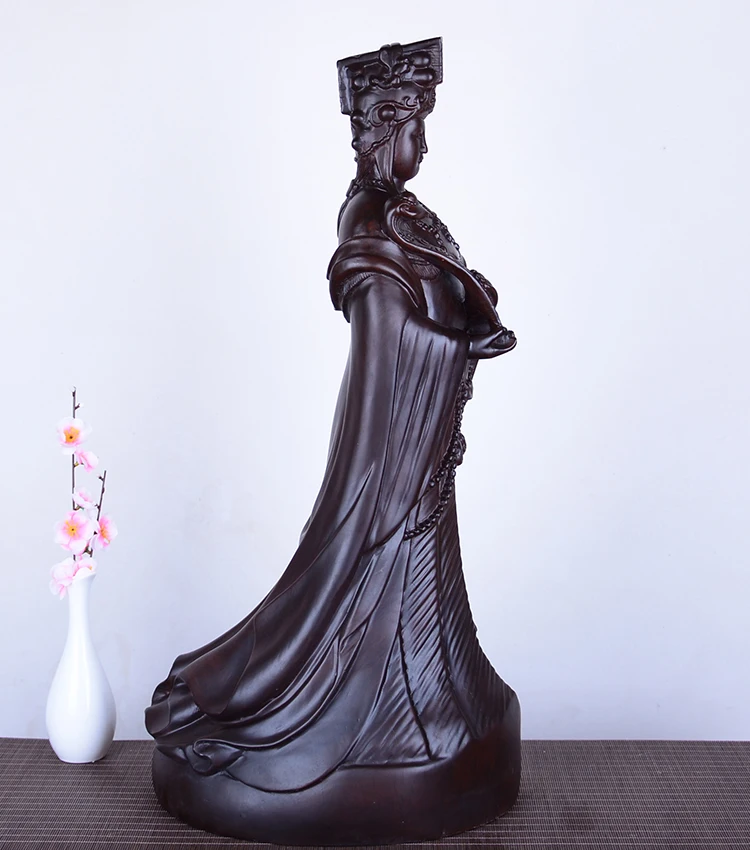 70cm Large HUGE  high-quality HOME family living Room Shrine Sea Goddess  Matsu MAZU bless Ebony Wood HAND carving art statue